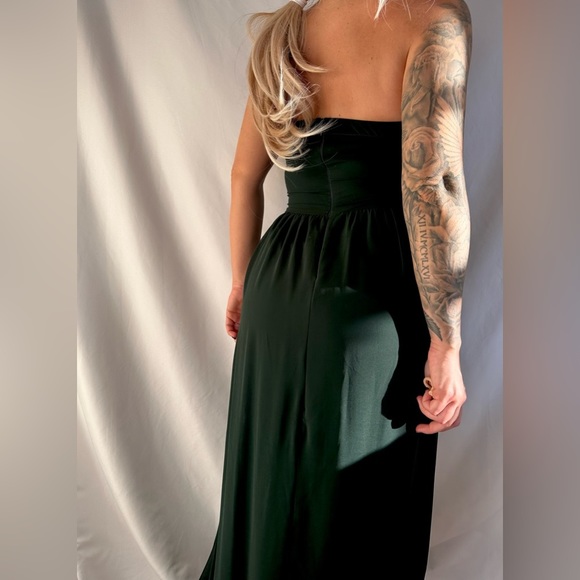 Lulus dark green corset sleeveless maxi dress wedding coctail party - Picture 4 of 5